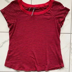 Anthropologie Red and Navy Striped Tee